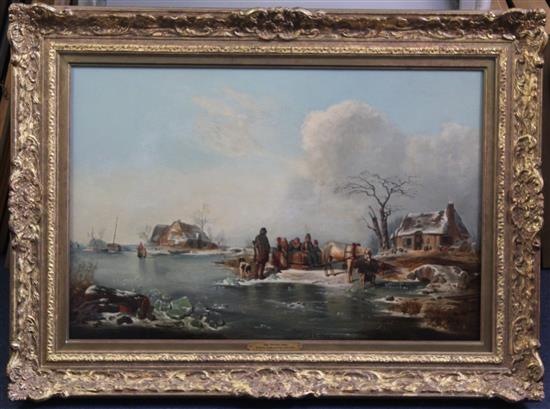 Wilhelm Alexander Meyerheim (1815-1882) The Frozen Pond, 16 x 24in.